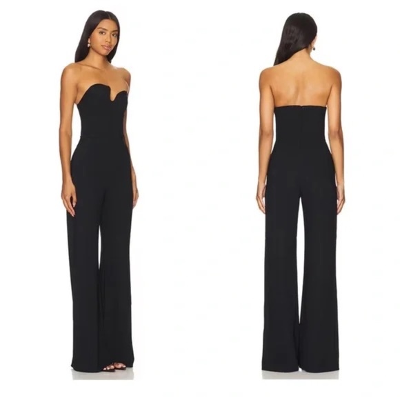 Amanda Uprichard Strapless Puzzle Jumpsuit Black M - Picture 1 of 3